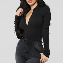 Load image into Gallery viewer, 2021 One-Piece Knitted Bodysuits Autumn Women Sexy Club Outfits V-Neck Long Sleeve Body Tops Rompers Casual Buttons Bodysuit M0446
