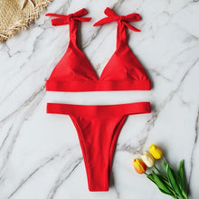 Load image into Gallery viewer, 2021 New High Waist Bikini Women Swimsuit Push Up Swimwear Solid Halter Bikini Set Brazilian Bathing Suit Swimming Wear Female
