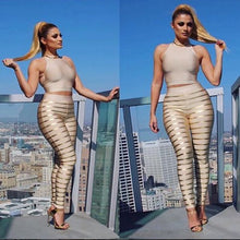 Load image into Gallery viewer, Babatique Sexy bodycon dress Women Luxury foil print Two 2 Piece Celebrity Party dresses Bandage Bodysuit Full Pencil Tops Pants
