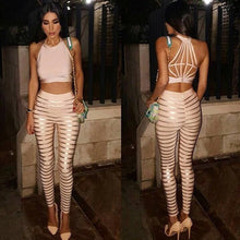 Load image into Gallery viewer, Babatique Sexy bodycon dress Women Luxury foil print Two 2 Piece Celebrity Party dresses Bandage Bodysuit Full Pencil Tops Pants
