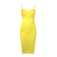 Load image into Gallery viewer, 2021 Summer New Yellow Women&#39;s Bandage Dress Sexy Sleeveless Lace Bodycon Mini Dress Club Celebrity Evening Party Vestidos
