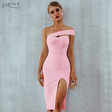 Load image into Gallery viewer, Adyce White Blue Bodycon Bandage Dress Women 2021 Summer Sexy Elegant Black One Shoulder Strapless Celebrity Runway Party Dress
