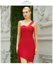 Load image into Gallery viewer, Adyce New Summer One Shoulder Bodycon Bandage Dress For Women Sexy Sleeveless Red Club Celebrity Evening Party Mini Dresses 2021
