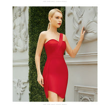 Load image into Gallery viewer, Adyce New Summer One Shoulder Bodycon Bandage Dress For Women Sexy Sleeveless Red Club Celebrity Evening Party Mini Dresses 2021
