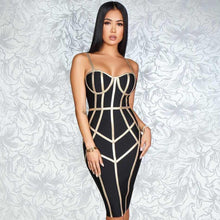 Load image into Gallery viewer, Adyce 2021 New Summer Bodycon Bandage Dress Women Sexy Spaghetti Strap Sleeveless Club Knee Length Celebrity Evening Party Dress
