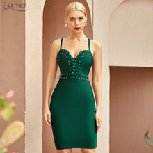 Load image into Gallery viewer, Adyce New Summer Women Green Sleeveless V Neck Bodycon Bandage Dress 2021 Sexy Spaghetti Strap Celebrity Club Runway Party Dress
