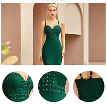 Load image into Gallery viewer, Adyce New Summer Women Green Sleeveless V Neck Bodycon Bandage Dress 2021 Sexy Spaghetti Strap Celebrity Club Runway Party Dress
