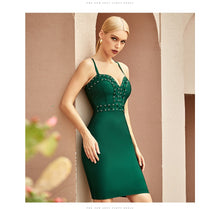 Load image into Gallery viewer, Adyce New Summer Women Green Sleeveless V Neck Bodycon Bandage Dress 2021 Sexy Spaghetti Strap Celebrity Club Runway Party Dress
