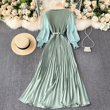 Load image into Gallery viewer, Autumn Fashion Streetwear Long Dress Design French Pleated Maxi Dress Women Elegant O Neck Long Sleeve A-line Dress
