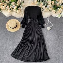 Load image into Gallery viewer, Autumn Fashion Streetwear Long Dress Design French Pleated Maxi Dress Women Elegant O Neck Long Sleeve A-line Dress
