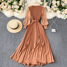 Load image into Gallery viewer, Autumn Fashion Streetwear Long Dress Design French Pleated Maxi Dress Women Elegant O Neck Long Sleeve A-line Dress
