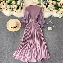 Load image into Gallery viewer, Autumn Fashion Streetwear Long Dress Design French Pleated Maxi Dress Women Elegant O Neck Long Sleeve A-line Dress
