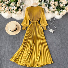 Load image into Gallery viewer, Autumn Fashion Streetwear Long Dress Design French Pleated Maxi Dress Women Elegant O Neck Long Sleeve A-line Dress
