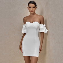 Load image into Gallery viewer, Bandage Dress Women&#39;s Summer 2021 White Party Dress Ladies Red Off Shoudler Sexy Bodycon Dress Evening Club Birthday Outfits
