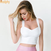 Load image into Gallery viewer, 2021 new arrivals women&#39;s elastic bandage crop top spaghetti strap busty solid candy color v-neck hot sale  EV1529
