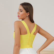 Load image into Gallery viewer, 2021 new arrivals women&#39;s elastic bandage crop top spaghetti strap busty solid candy color v-neck hot sale  EV1529
