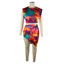 Load image into Gallery viewer, Bonnie Forest Fashion Tie Dye Crop Top And Twist Front Skirt Two-Piece Set Womens Summer Matching Outfits Skinny Party Club Wear
