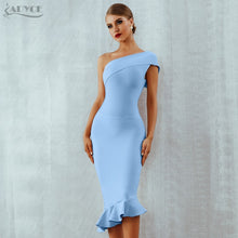 Load image into Gallery viewer, Adyce 2021 New Summer Women Bandage Dress Sexy One Shoulder Sleeveless Ruffles Nightclub Celebrity Evening Party Mermaid Dresses
