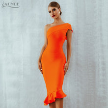 Load image into Gallery viewer, Adyce 2021 New Summer Women Bandage Dress Sexy One Shoulder Sleeveless Ruffles Nightclub Celebrity Evening Party Mermaid Dresses
