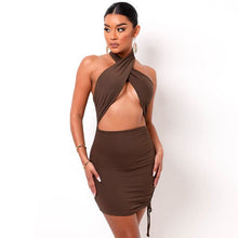 Load image into Gallery viewer, 2021 Vacation Halter Bandage Crop Top Elastic Waist Drawstring Skirts Off Shoulder Sleeveless Women Suits Two Piece Sets
