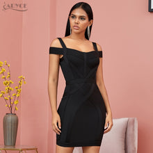 Load image into Gallery viewer, Adyce 2021 New Summer Off Shoulder Bodycon Bandage Dress Women Sexy V Neck Spaghetti Strap Club Celebrity Evening Party Dresses
