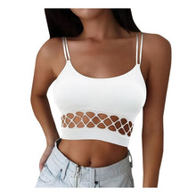 Load image into Gallery viewer, 2021 Summer Fashion Black Crop Top Women Hollow Out Sleeveless Top Womens Clothing Tank Tops Top Sexy Bustier Tops Plus Size
