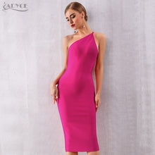 Load image into Gallery viewer, Adyce 2021 New Summer One Shoulder Bandage Dress Women Vestidos Sexy Rose Red Spaghetti Strap Club Celebrity Runway Party Dress
