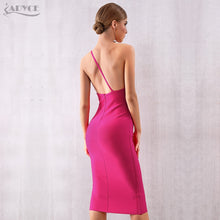 Load image into Gallery viewer, Adyce 2021 New Summer One Shoulder Bandage Dress Women Vestidos Sexy Rose Red Spaghetti Strap Club Celebrity Runway Party Dress
