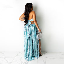 Load image into Gallery viewer, Bonnie Forest Bohemian Teal Tie Dye O-Ring Cut Out Silver Belted Double Slit Maxi Dress Vacation Outfits Party Beach GownsGowns
