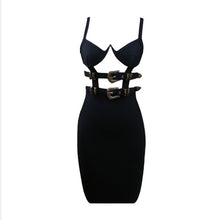 Load image into Gallery viewer, 2021 Summer Women&#39;s Mini Dress Italian Watch Belt Metal Buckle Sexy Hollow Strap Tube Top Bodycon Bandage Dress Vestidos
