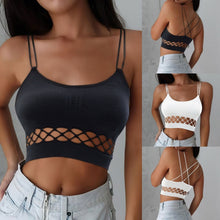 Load image into Gallery viewer, 2021 Summer Fashion Black Crop Top Women Hollow Out Sleeveless Top Womens Clothing Tank Tops Top Sexy Bustier Tops Plus Size
