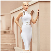 Load image into Gallery viewer, ADYCE 2021 New Summer Women White Bodycon Bandage Dress Sexy Tank Backless Hollow Out Celebrity Runway Club Party Dress Vestidos
