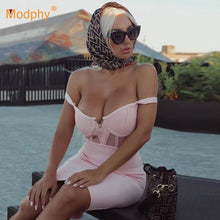 Load image into Gallery viewer, 2021 New Rayon Bandage Dress Women Pink Sexy Patchwork Bodycon Spaghetti Mini Dress Club Celebrity Evening Party Vestidos
