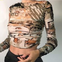 Load image into Gallery viewer, Artsu 8 Colors Sexy Hollow Out Women Long Sleeve Crop Tops Striped Patchwork Drawstring Ribbed Bandage Fitness Clothes AS41186
