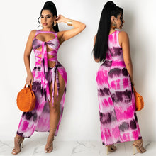 Load image into Gallery viewer, Bonnie Forest Fashion Multi Color Striped Mesh Exposed Seams Tie Up Maxi Cover Up Dress Summer Sleevelss Skinny Party Club Wear
