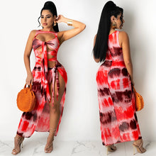 Load image into Gallery viewer, Bonnie Forest Fashion Multi Color Striped Mesh Exposed Seams Tie Up Maxi Cover Up Dress Summer Sleevelss Skinny Party Club Wear
