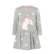 Load image into Gallery viewer, ALSASA Long Sleeve Grey Unicorn Princess Girls Dresses
