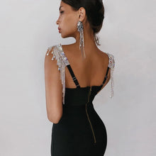 Load image into Gallery viewer, Adyce 2021 New Summer Tassel Banage Dress Women Sexy Spaghetti Strap Sleeveless Black Midi Celebrity Runway Evening Party Dress
