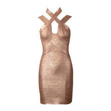 Load image into Gallery viewer, 2021 New Summer Women Gold Tank Sleeveless Mini Bodycon Bandage Dress Sexy Hollow Out Club Celebrity Runway Party Dresses
