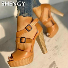 Load image into Gallery viewer, 2020 Summer Women Shoes Fashion High Heel Shoes Sandals Peep Toe Platform Pumps Buckle Pumps Shoes Office
