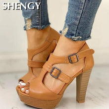 Load image into Gallery viewer, 2020 Summer Women Shoes Fashion High Heel Shoes Sandals Peep Toe Platform Pumps Buckle Pumps Shoes Office
