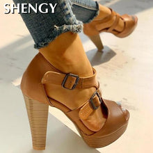 Load image into Gallery viewer, 2020 Summer Women Shoes Fashion High Heel Shoes Sandals Peep Toe Platform Pumps Buckle Pumps Shoes Office
