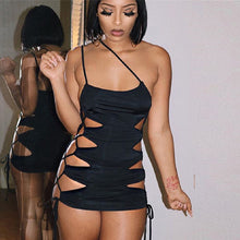 Load image into Gallery viewer, ANJAMANOR Sexy Black Dresses for Women Clubwear Cut Out Bandage Dress Ladies Clothes 2021 Summer Mini Bodycon Dresses D26-BI23
