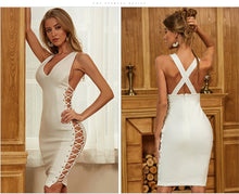 Load image into Gallery viewer, Seamyla New Summer Women White Bandage Club Dress Sexy Hollow Out Sleeveless Tank Bodycon Celebrity Runway Party Dresses Vestido
