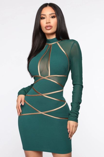 Bandage Dress Women 2021 New Winter Long Sleeve Lace Sexy Hollow Out Club Mini Celebrity Evening Runway Party Dresses