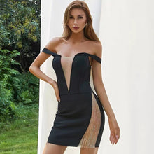 Load image into Gallery viewer, Adyce 2021 New Summer Women Off Shoulder Bodycon Bandage Dress Sexy Lace Sequins Mini Celebrity Club Evening Runway Party Dress
