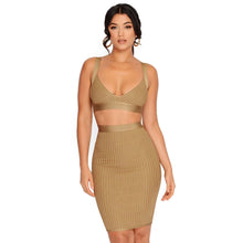 Load image into Gallery viewer, Adyce 2021 New Summer Women Bandage V Neck 2 Two Pieces Sets Sexy Spaghetti Strap Sleeveless Tops&amp; Skirt Club Party Outwear Sets
