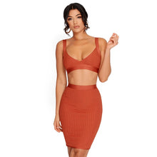 Load image into Gallery viewer, Adyce 2021 New Summer Women Bandage V Neck 2 Two Pieces Sets Sexy Spaghetti Strap Sleeveless Tops&amp; Skirt Club Party Outwear Sets
