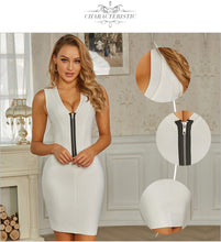 Load image into Gallery viewer, 2021 New Summer Ladies White Vest Sleeveless Tights Bandage Dress V-neck Sexy Celebrity Party Club Mini Dress
