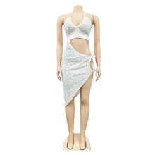 Load image into Gallery viewer, Bonnie Forest Glitter Multicolor Sequins Cut Out Bodycon Sexy Dresses Womens Sleeveless Spagetti Straps Laced  Party Club Dress
